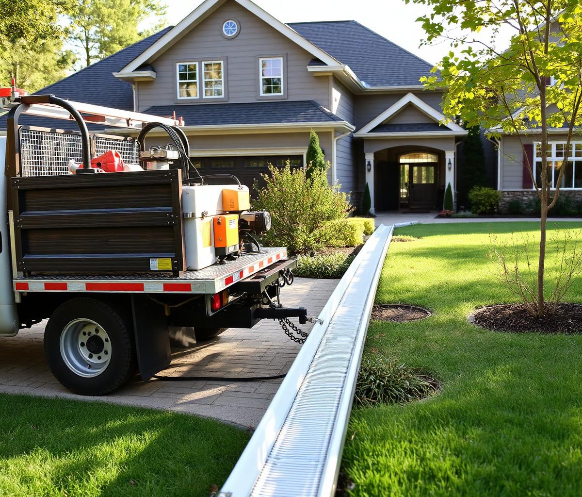 ACRM Gutters seamless gutter machine forming a custom run on site